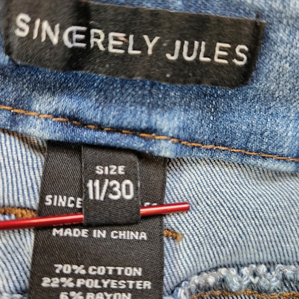 Sincerely Jules Bootcut Jeans Women 11/30 Blue Denim Cotton High-Rise Frayed Hem - Picture 10 of 14